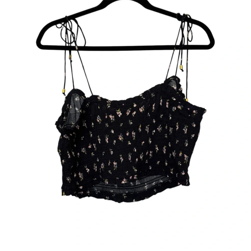 Free People Kaia Crop Top Floral Black‎